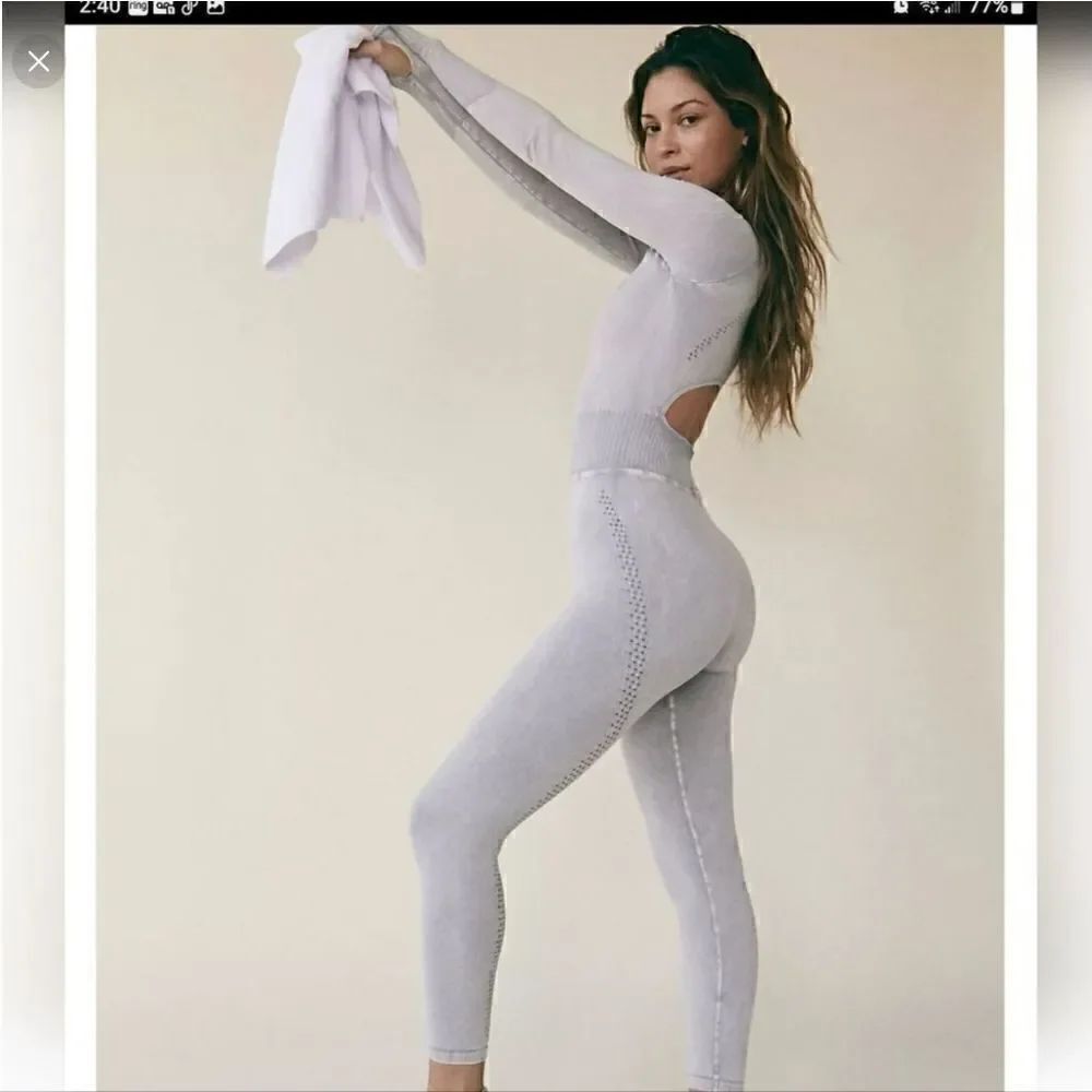 Free People Long Sleeve Onesie M/L Ice Grey